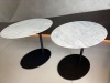 2 x Camerich Pebble Side Tables, Carrera Marble on Black Painted Metal Base. Size H52 x 455 x 60cm. - 2
