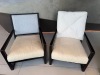 Pair of Camerich Black Walnut Framed Lounge Chairs with Cushions. NOTE: missing 2 x Covers, damaged, requires restoration. - 2