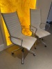 2 x Office Furniture White Leather & Chrome High Back Office Chairs. - 2