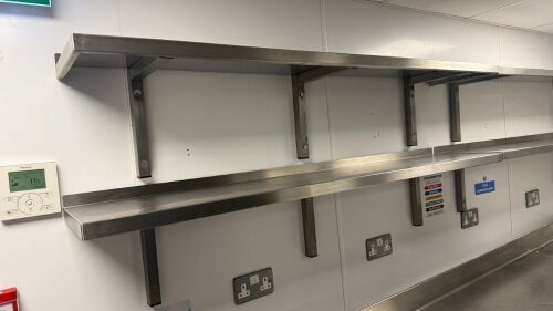 Pair of Stainless Steel Shelves with 6 Brackets, Size 140 x 30cm.