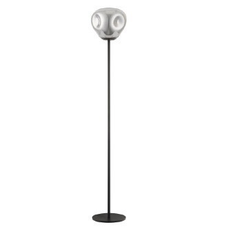 Impex Lighting Chrome Glass & Black Floor Lamp, Product Code PG08/01/FL/CH/BLK, 1 x E14 Bulb. Size Dia 33cm x H160cm, Weight 8.7kg. RRP &pound;400.00.