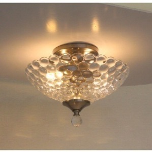 Impex Lighting SF Glass SAT Nickel Ceiling Light, Product Code SC1241/SN/A, 2 x E14 Bulbs. Size Dia 30cm x H22cm, Weight 2.2kg. RRP &pound;156.00.
