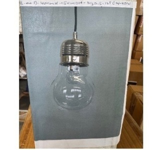 Impex Ceiling Light, Chrome & Glass Bulb, Product Code IL0013. Bulb not Included. RRP &pound;115.00.