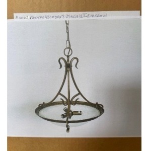 Impex Ceiling Light, 3-Branch Brass Pendant, Product Code IL0002. Bulb not Included. RRP &pound;170.00.
