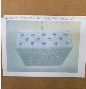 Impex Ceiling Light, Square White & Crystal Shade, Product Code IL0003. Bulb not Included. RRP &pound;150.00.