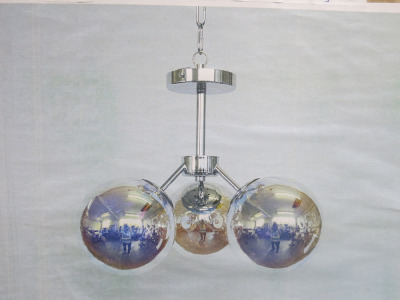 Impex Ceiling Light, Triple Chrome Globe, Product Code IL0015. Bulb not Included. RRP &pound;125.00.