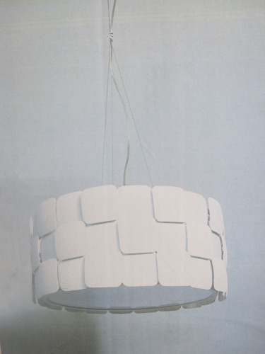 Impex Ceiling Light, White Ribbed Panelled Shade, Product Code IL8754. Bulb not Included. RRP &pound;170.00.