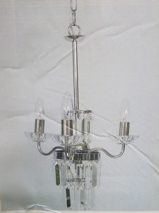 Impex Ceiling Light, Chrome & Crystal Chandelier, Product Code IL8757. Bulb not Included. RRP &pound;150.00.