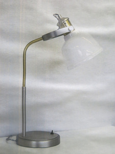 Impex Table Lamp, Chrome & White Gloss, Product Code TL23160. Bulb not Included. RRP &pound;90.00.