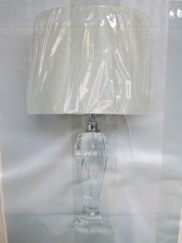 Impex Table Lamp, Glass Base & White Shade, Product Code TL23162. Bulb not Included. RRP &pound;115.00.