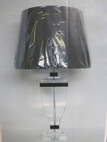 Impex Table Lamp, Clear Acrylic with Black Shade, Product Code TL23165. Bulb not Included. RRP &pound;135.00.