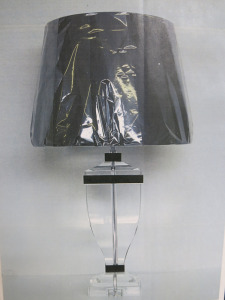 Impex Table Lamp, Clear Acrylic with Black Shade, Product Code TL23165. Bulb not Included. RRP &pound;135.00.