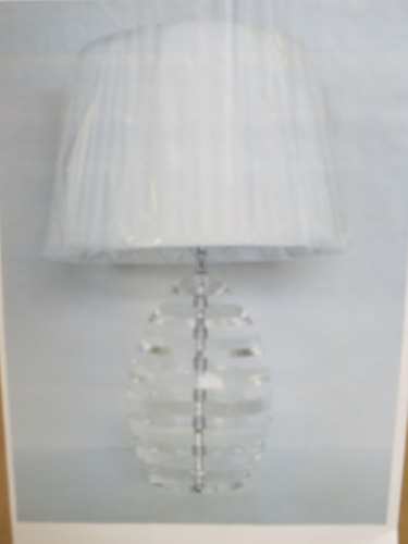 Impex Table Lamp, Clear Acrylic with White Shade, Product Code TL23169. Bulb not Included. RRP &pound;140.00.
