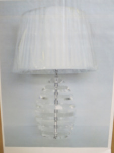 Impex Table Lamp, Clear Acrylic with White Shade, Product Code TL23169. Bulb not Included. RRP &pound;140.00.