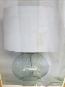 Impex Table Lamp, Blue Glass Base with White Shade, Product Code TL23167. Bulb not Included. RRP &pound;140.00.