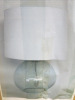 Impex Table Lamp, Blue Glass Base with White Shade, Product Code TL23167. Bulb not Included. RRP &pound;140.00.