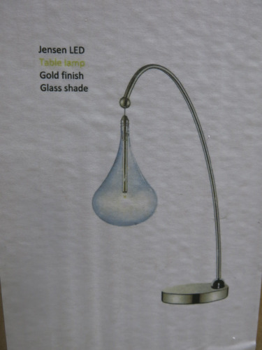 Impex Table Lamp, Glass Shade with Gold Finish, Product Code LED103038/TL/G/JLP. Bulb not Included. RRP &pound;110.00.