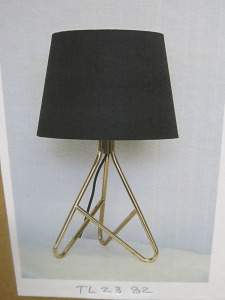 Impex Table Lamp, Gold Metal Tripod Base with Black Shade. Product Code P1/TL2382. Bulb not Included. RRP &pound;90.00.