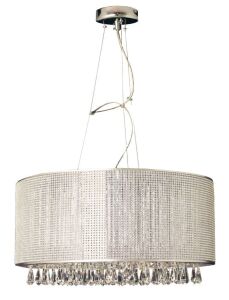 Impex Ceiling Light, Pendant Fitting 6LT Chrome Flush K9 Clear Crystal, Product Code CFH411204/06/BOM/CH, 6 x 28W (G9) Bulbs. Size Dia 45cm x H23cm, Weight 5kg. Bulbs Not Included. RRP &pound;520.00.