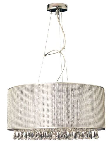 Impex Ceiling Light, Pendant Fitting 6LT Chrome Flush K9 Clear Crystal, Product Code CFH411204/06/BOM/CH, 6 x 28W (G9) Bulbs. Size Dia 45cm x H23cm, Weight 5kg. Bulbs Not Included. RRP &pound;520.00.