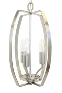Impex Lighting Ceiling Light, Alexis 3LT Cage, Satin Nickle,Product Code LG19/28/03/SN, 3 x 40W (E27) Bulbs. Size Dia 25cm x H42cm, Weight 2kg. Bulbs Not Included. RRP &pound;150.00.