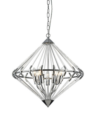 Impex Ceiling Light, GERDA 7LT Chrome, Product Code PG1702/07/CH, 7 x 60W (SES) Bulbs. Size Dia 55cm x H59cm, Weight 3.8kg. Bulbs Not Included. RRP &pound;353.00.
