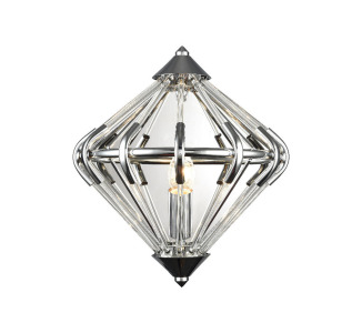 Impex Ceiling Light, GERDA 1LT Wall Chrome, Product Code PG1702/01/WB/CH, 1 x 60W (SES) Bulb. Size Dia 28cm x H30cm, Weight 1.5kg. Bulb Not Included. RRP &pound;164.00.