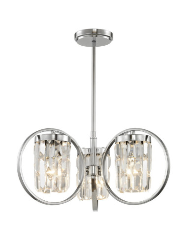 Impex Ceiling Light, TALIN 3LT Chrome, Product Code CF1703/03/CH, 3 x 40W (ES) Bulbs. Size Dia 54cm x H24cm, Weight 3.25kg. Bulb Not Included. RRP &pound;311.00.