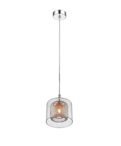 Impex Ceiling Light, DANGLE Glass Copper Mesh, Product Code PGH606101/01/CU/CH, 1 x 28W (G9) Bulb. Size Dia 14cm x H25cm, Weight 0.7kg. Bulb Not Included. RRP &pound;113.00.