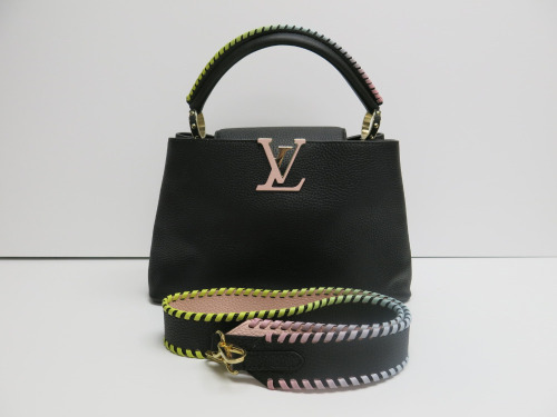 Louis Vuitton Taurillon Capucines PM Rainbow Black Handbag. Date Code AR0281.