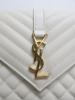 Saint Laurent Envelope Monogram Matelasse Cream Leather Shoulder Bag with Gold Hardware, with S/N Believed to be ARS187206.1218. Comes with Saint Laurent Dust Bag. - 8