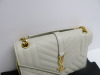 Saint Laurent Envelope Monogram Matelasse Cream Leather Shoulder Bag with Gold Hardware, with S/N Believed to be ARS187206.1218. Comes with Saint Laurent Dust Bag. - 11