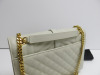 Saint Laurent Envelope Monogram Matelasse Cream Leather Shoulder Bag with Gold Hardware, with S/N Believed to be ARS187206.1218. Comes with Saint Laurent Dust Bag. - 12