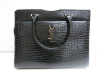 Saint Laurent Uptown Tote Bag in Black Crocodile-Embossed Shiny Leather with Silver Hardware, S/N MAL557653.1218. Comes with Saint Laurent Dust Bag, Warranty Card & Original Purchase Receipt. - 4