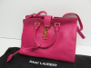 Saint Laurent Monogram Cabas Bag in Pink Leather with Gold Hardware, S/N GRP394461.0715. Comes with Saint Laurent Dust Bag. - 4