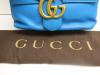 Gucci GG Marmont Shoulder Bag in Turquoise Blue Calfskin with Gold Hardware, S/N F018794158. Comes with Gucci Dust Bag. - 2