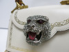 Gucci Thiara Bamboo Mini Shoulder Bag with Swarovski Rhinestones Crystal-Embellished Feline Detail, S/N B022886463. Comes with Care Instructions. - 2