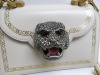 Gucci Thiara Bamboo Mini Shoulder Bag with Swarovski Rhinestones Crystal-Embellished Feline Detail, S/N B022886463. Comes with Care Instructions. - 3