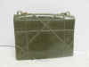 Christian Dior Diorama Bag in Green Crackled Calfskin Leather, S/N 09-BO-1116. Comes with Dior Dust Bag & Certification Card (Purchased Bicester 2018). - 7