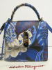 Salvatore Ferragamo Gancini Continental Bag in Blue Floral Print, S/N FZ-21 111B. Comes with Salvatore Ferragamo Dust Bag. - 2