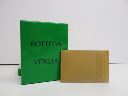 Bottega Veneta Cassette Card Holder in Cream/Yellow Leather. Comes with Original Box & Dust Bag.