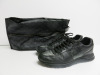 Louis Vuitton Runaway Black Leather Trainers, Size 8 1/2. Comes with Black Leather Louis Vuitton Shoe Bag. NOTE: damage to back as viewed.