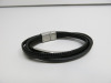 Black Woven Leather Bracelet with Silver Closure. - 2