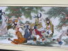 Framed & Mounted Silk Embroided Scroll with Asian Writing Translating to "8 ImmortalsWhile Drinking". Size H68 x W127cm. - 3