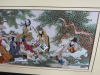 Framed & Mounted Silk Embroided Scroll with Asian Writing Translating to "8 ImmortalsWhile Drinking". Size H68 x W127cm. - 4
