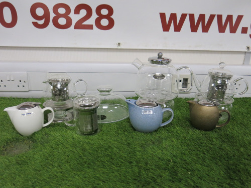 Lot Consisting of Trendglas & Zero Japan Accessories to Include: 9 x Tea Pots, Kettles & Mug to Include: 5 x Zero Japan Tea Pots, 2 x Trendglas Tea Pots, 1 x Trendglas Kettle & 1 x Trendglas Mug & 10 x Trenfglassd Glass Cheese Domes.