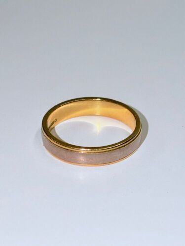18ct Yellow & White Gold Ring, Hallmarked AU 750, with Silver Inlay. Size "T". Weigh 6.41g.