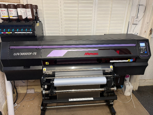 Mimaki Direct to Film Printer, Model UJV300DTF-75, S/N HR56B211, YOM 06/2025, Hours 446, Print Area 10m2, Print Length 27m. NOTE: Location Welling, Kent. The buyer is responsible for removing from the premises by appointment only, with viewing recommended