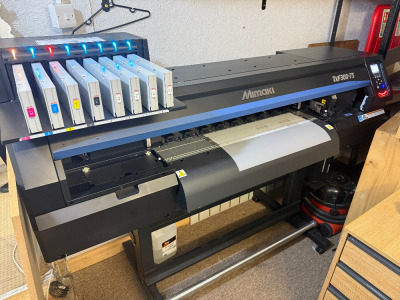 Mimaki Direct to Film Printer, Model TXF300-75, S/N FK43B583, YOM 03/2024,Hours 1253, Print Area 35m2, Print Length 102m2. NOTE: Location Welling, Kent. The buyer is responsible for removing from the premises by appointment only, with viewing recommended 