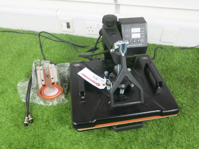 Combo Swing Heat Press Machine, Model 8 IN 1. Comes with Cup/Mug Attachments.